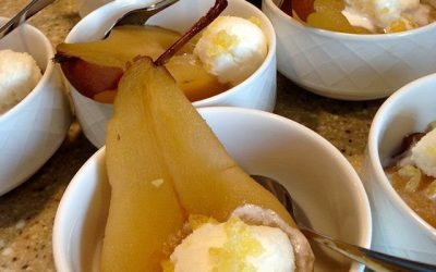Rooibos Poached Pears with Ginger and Molasses