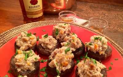 Bourbon Sweet Potato Pecan and Quinoa Stuffed Mushrooms