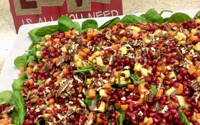 Spicy Tuesday – roasted root veggie and pomegranate salad – mint