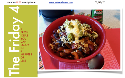 Friday Four 02/03/17: SLOW COOKER CHILI for the Superbowl!