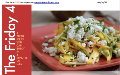 Friday Four 063017: Peach and Goat Cheese Slaw