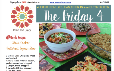 Friday Four 092217: Slow Cooker  Butternut Squash Stew