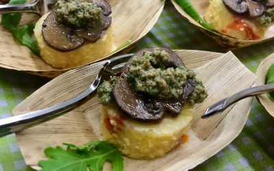 Spicy Tuesday – Polenta Bites with Toppers – Red Pepper Flakes