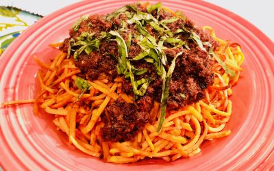 Spicy Tuesday – Sundried Tomato Pesto with Oodles of Zoodles – Basil