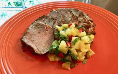 Galangso Cocoa Rubbed Pork Tenderloin and Pineapple Rum Salsa