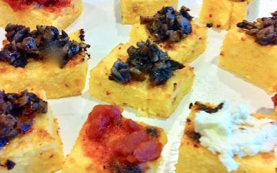 Spicy Tuesday Polenta Squares with Toppers – Red Pepper Flakes