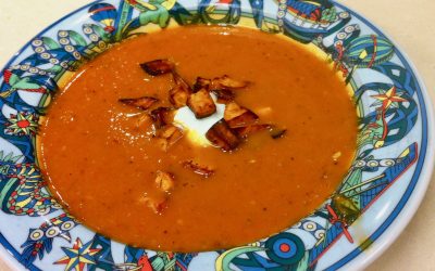 Spicy Tuesday – Roasted Red Pepper Soup with Sweet Potato Croutons –  Italian Seasoning