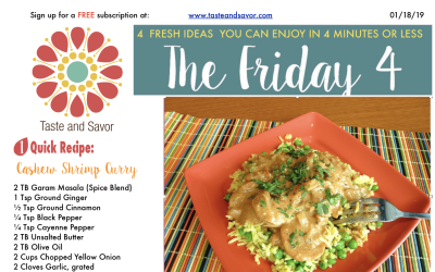 Friday Four 011819: Winter Warm Cashew Shrimp Curry