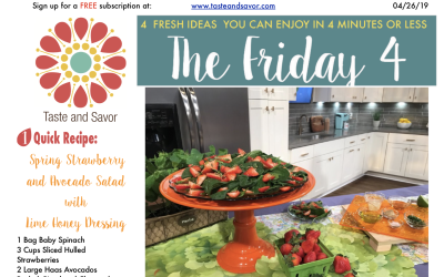 Friday Four 042619: Spring Strawberry and Avocado Salad with Lime Honey Dressing