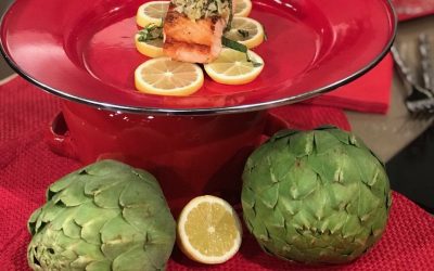 Spicy Tuesday – Artichoke Pesto Topped Salmon – Basil