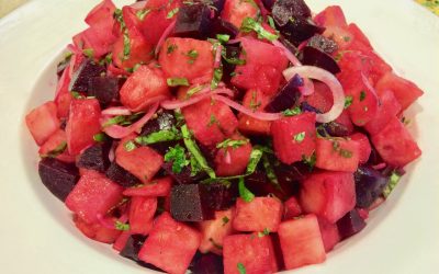 Spicy Tuesday – Watermelon, Beet and Basil Salad with Vidalia Onions – Basil