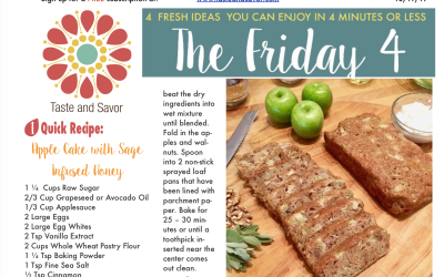 Friday Four – Time for Apple Cake with Sage Honey – 101119