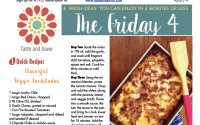 Friday Four 110119: Veggie Enchiladas for a Chilly Weekend