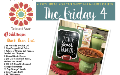 Friday Four 013120: Black Bean Chile for the BIG GAME