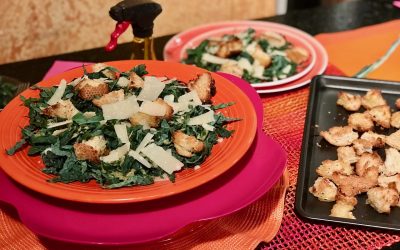 Spicy Tuesday – Kale Caesar Salad with Easy Caesar Dressing – Basil