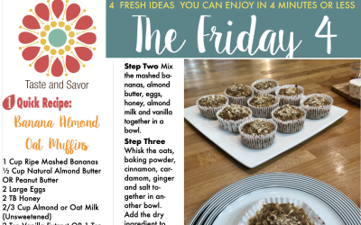 Friday Four – Whats for Breakfast? Easy Banana Almond Oat Muffins – 062620