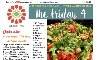 082720 Friday Four – Summer Tomatoes and Bell Peppers with Spanish Vinaigrette