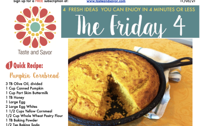 Friday Four – Crusty. Moist and Easy  Pumpkin Cornbread – 110521