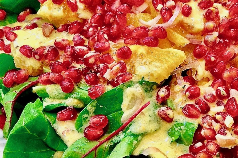 Winter Pomegranate Orange Salad with Rosemary Yogurt Dressing – Rosemary