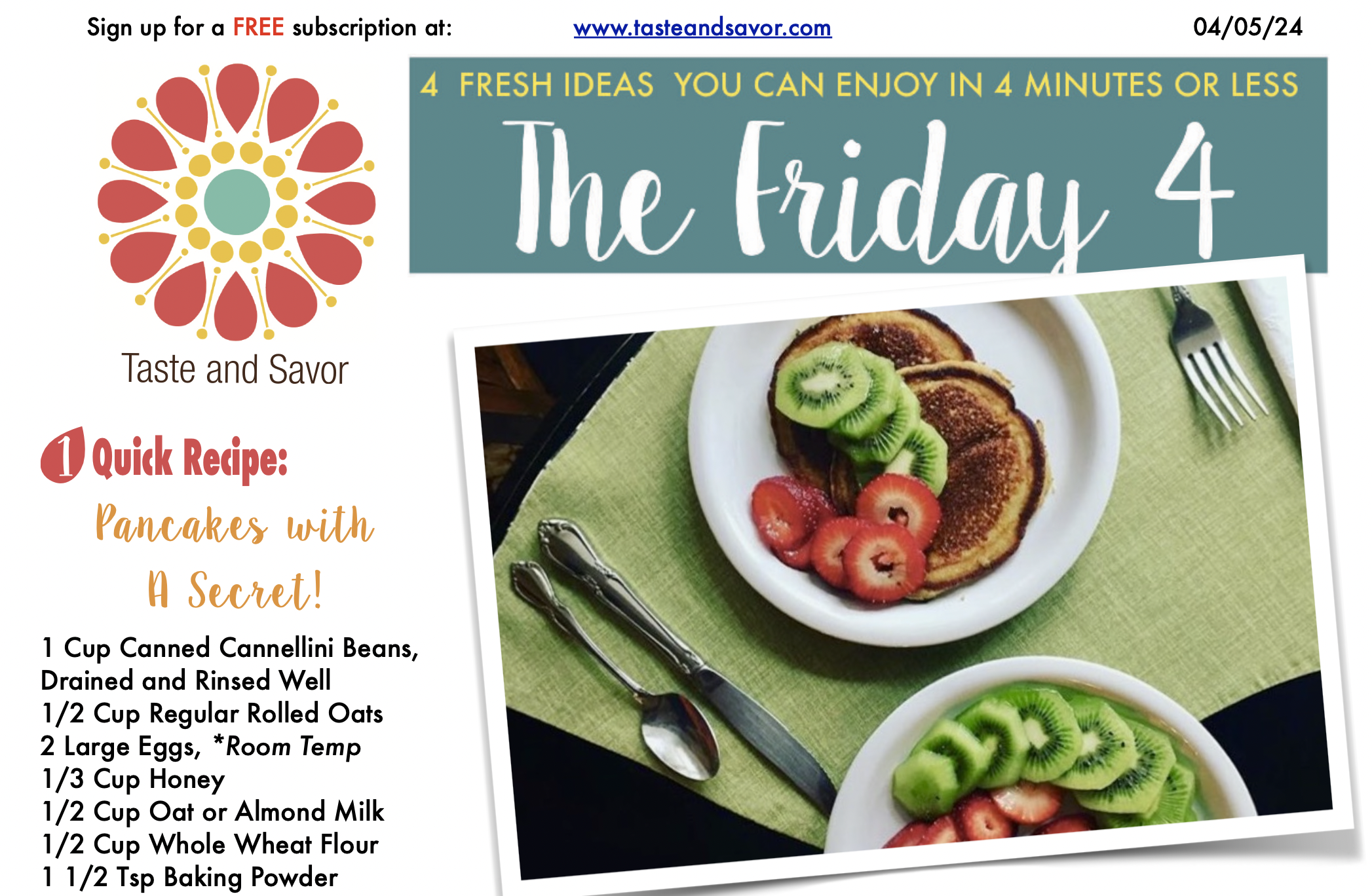 Friday Four – Pancakes with a Secret for Breakfast – 040524