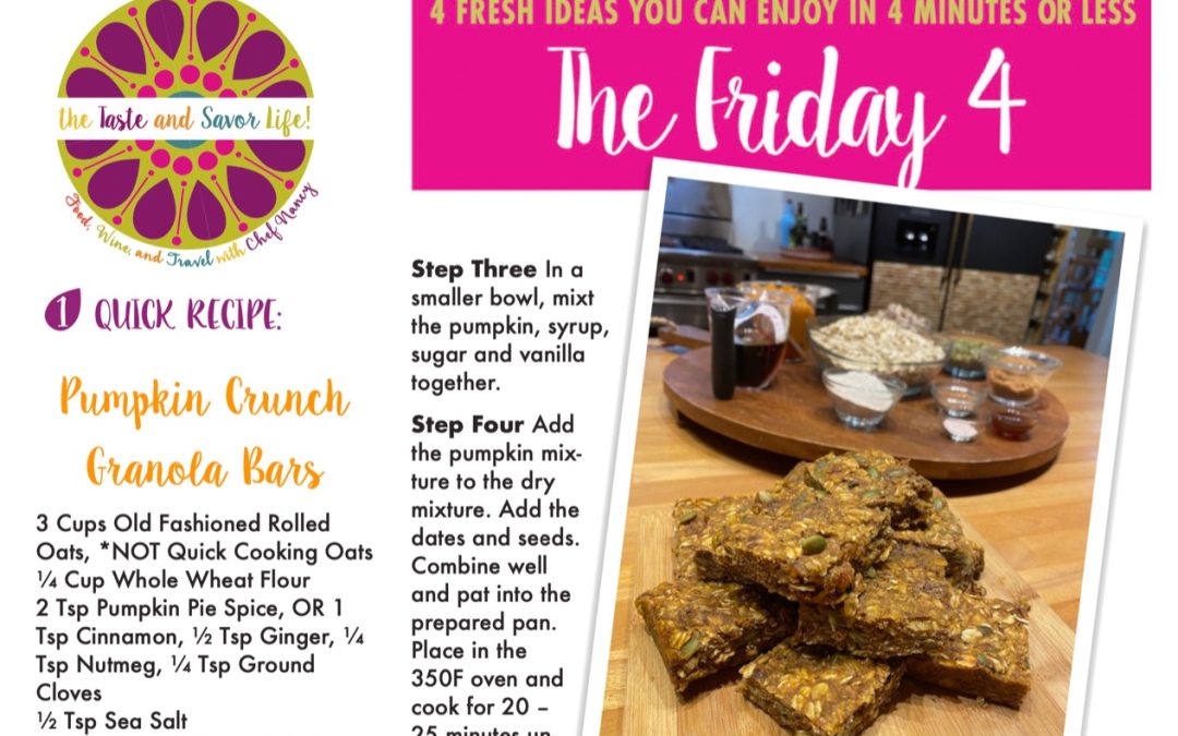 Friday Four – Pumpkin Crunch Granola Bars