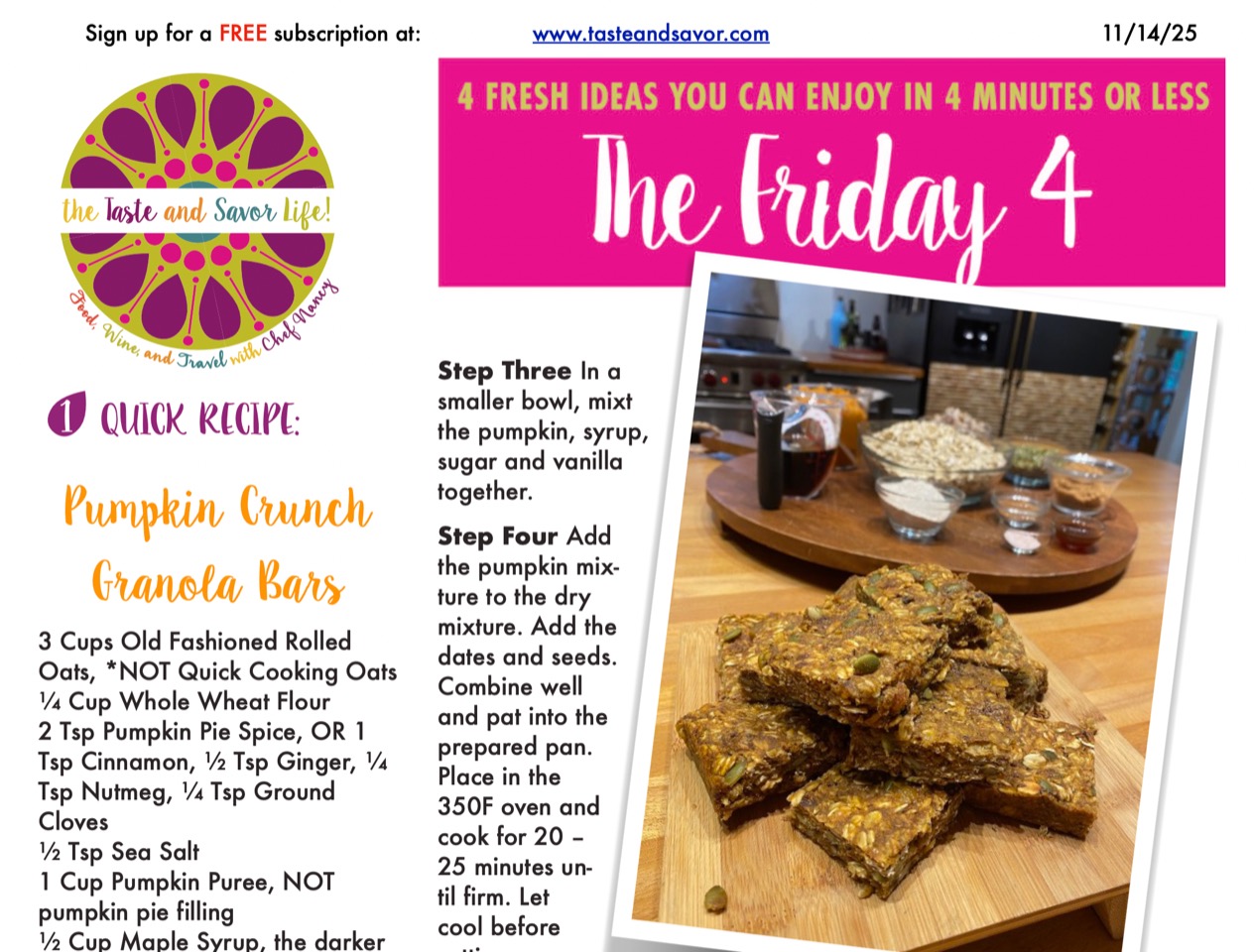 Pumpkin Crunch Granola Bars