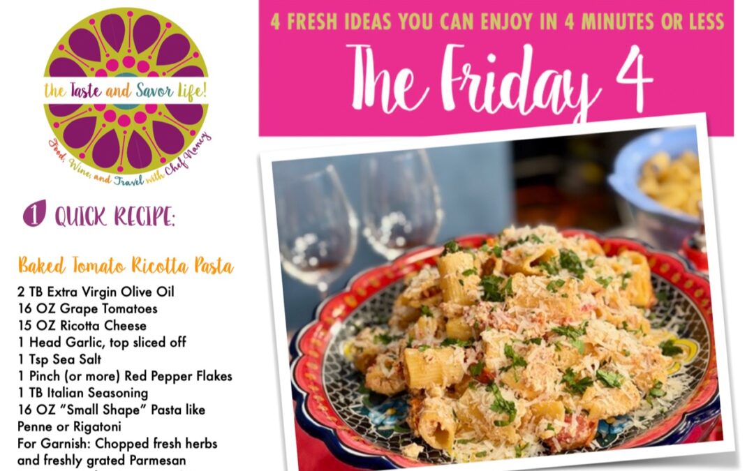 Friday Four – Baked Tomato Ricotta Pasta
