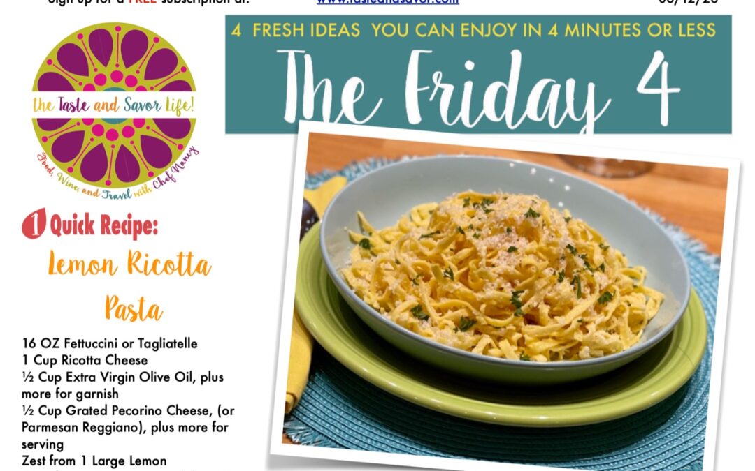 Friday Four – Lemon Ricotta Pasta