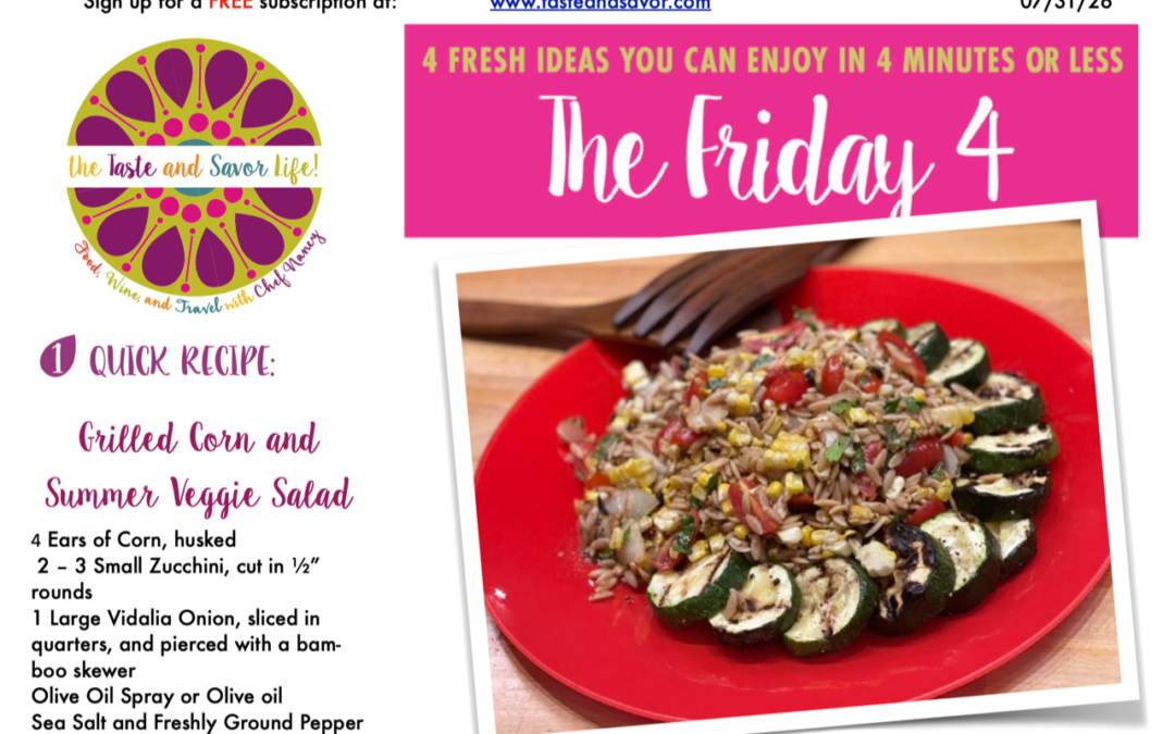Friday Four – Grilled Corn and Summer Veggie Salad