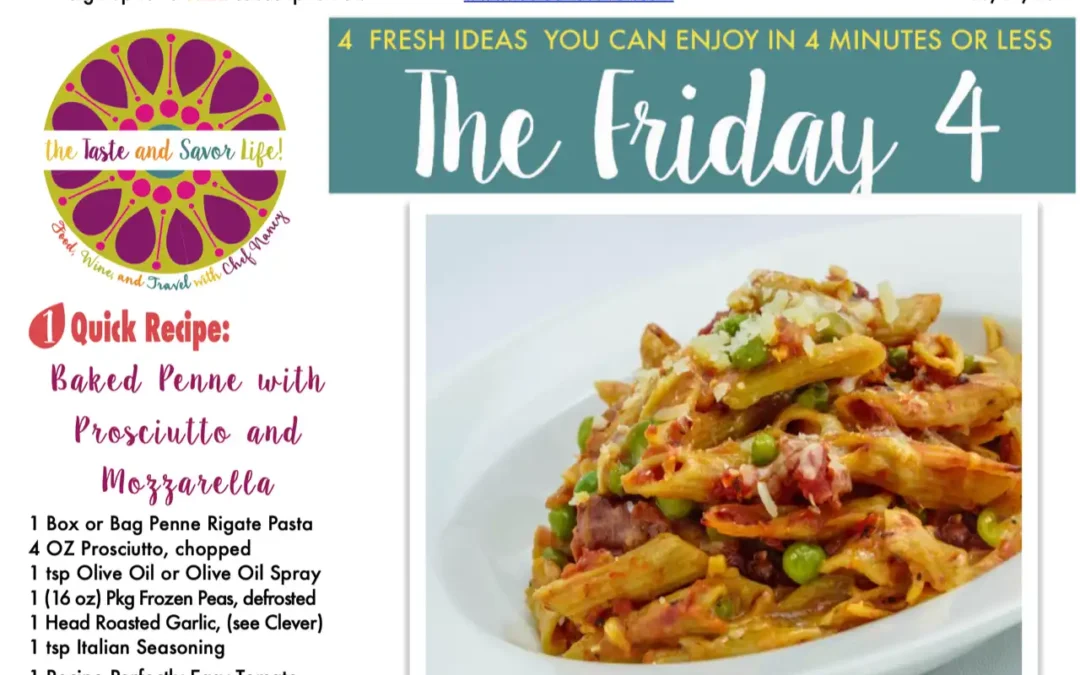 Friday Four – Baked Penne with Prosciutto and Mozzarella