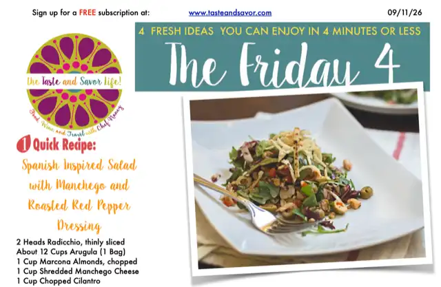 Friday Four – Spanish Inspired Salad with Manchego and Roasted Red Pepper Dressing